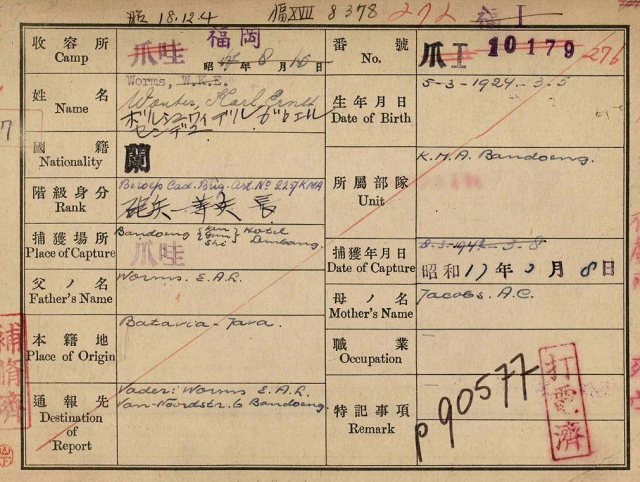 KGV-registratiekaart W. Worms (1)