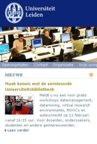 website Universiteit Leiden