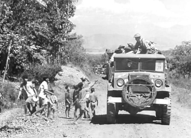 Konvooi Nederlandse militairen op Java, 1947