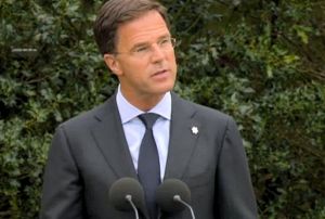Minister-president Rutte, tijdens de herdenking, 2015