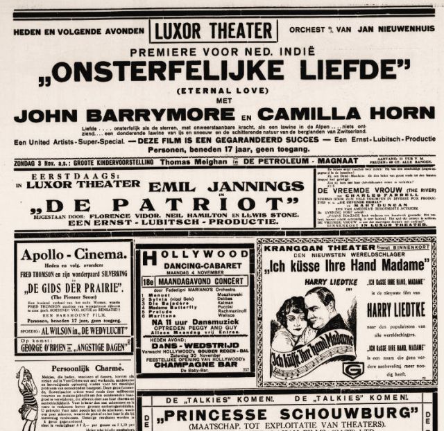 Onsterfelijke liefde in de dagbladen van Indië