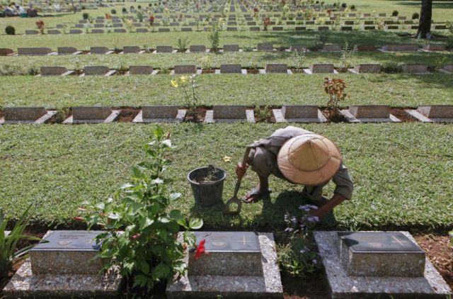 De erebegraafplaats Thanbyuzayat, waar ook Nederlandse slachtoffers hun laatste rustplaats hebben gevonden.