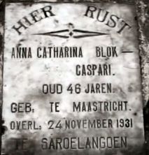 Grafsteen mevrouw A.C. Blok-Caspari te Djambi